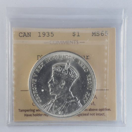 1935 Double Voyageur Canada Dollar ICCS Certified MS65 (XHI 013)