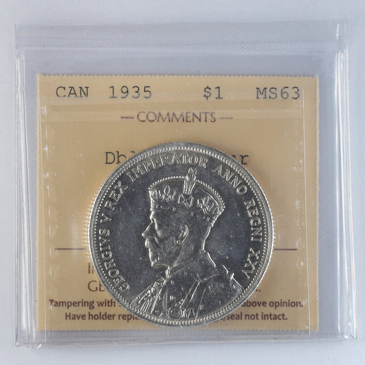 1935 Double Voyageur Canada Dollar ICCS Certified MS63