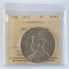 1935 Double Voyageur Canada Dollar ICCS Certified EF45
