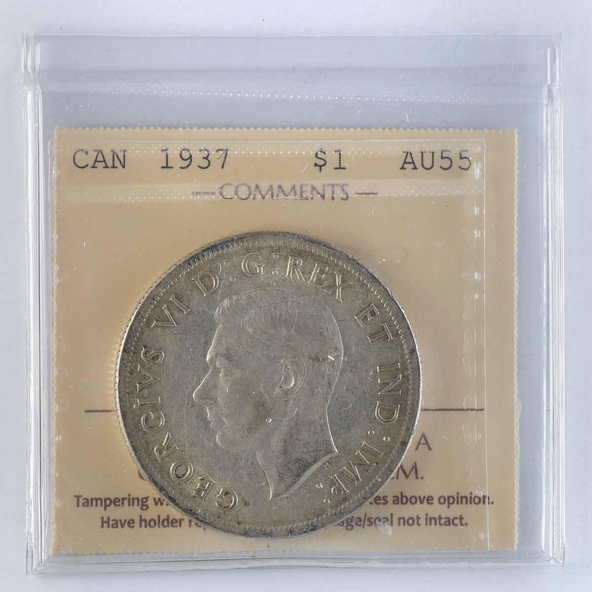 1937 Canada Dollar ICCS Certified AU55