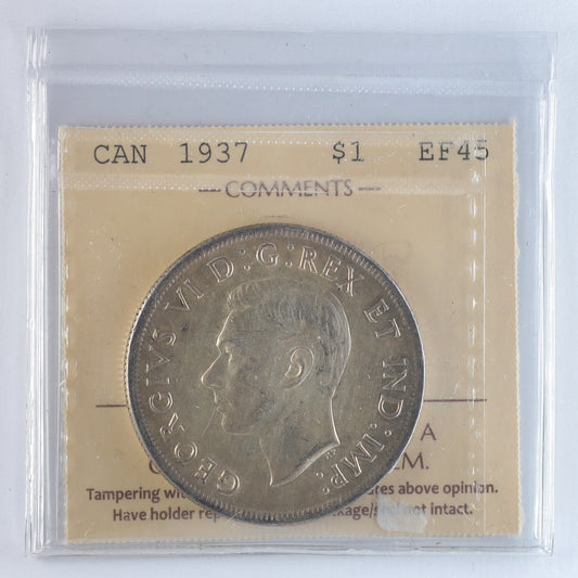 1937 Canada Dollar ICCS Certified EF45