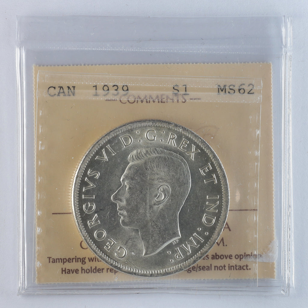 1939 Canada Dollar ICCS Certified MS62