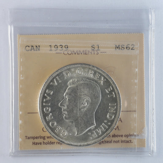 1939 Canada Dollar ICCS Certified MS62