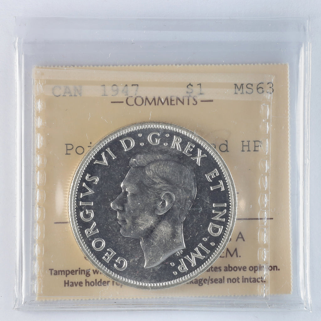 1947 Pointed 7 Quadruple HP Canada Dollar ICCS Certified MS63 (XSW 754)