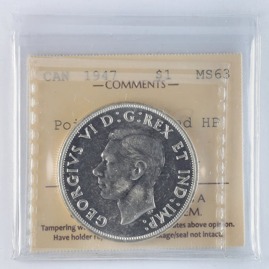 1947 Pointed 7 Quadruple HP Canada Dollar ICCS Certified MS63 (XSW 754)