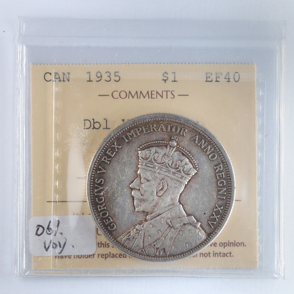 1935 Double Voyageur Canada Dollar ICCS Certified EF40