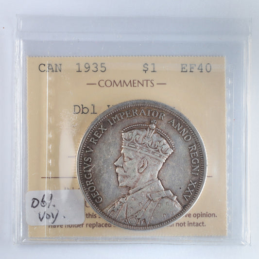 1935 Double Voyageur Canada Dollar ICCS Certified EF40