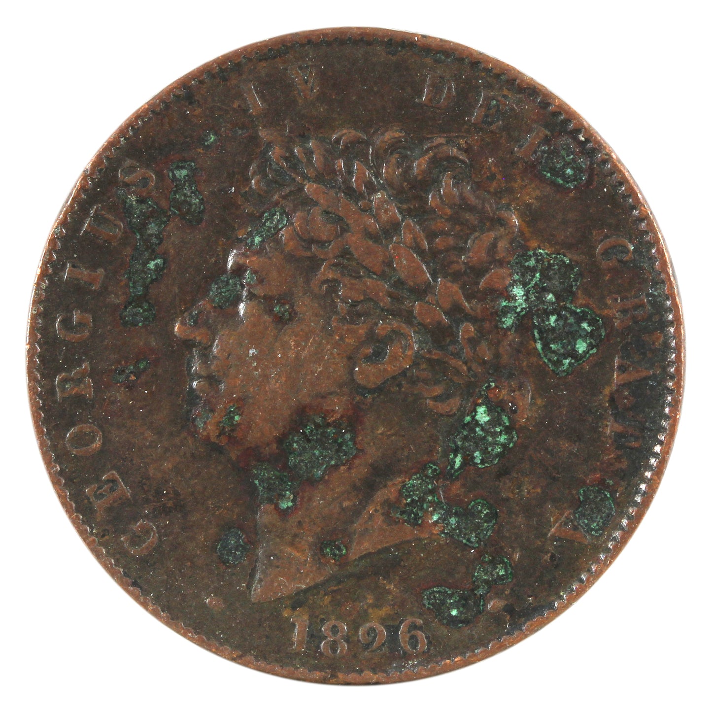 Great Britain 1826 George IV Half Penny Fine (F12) impaired