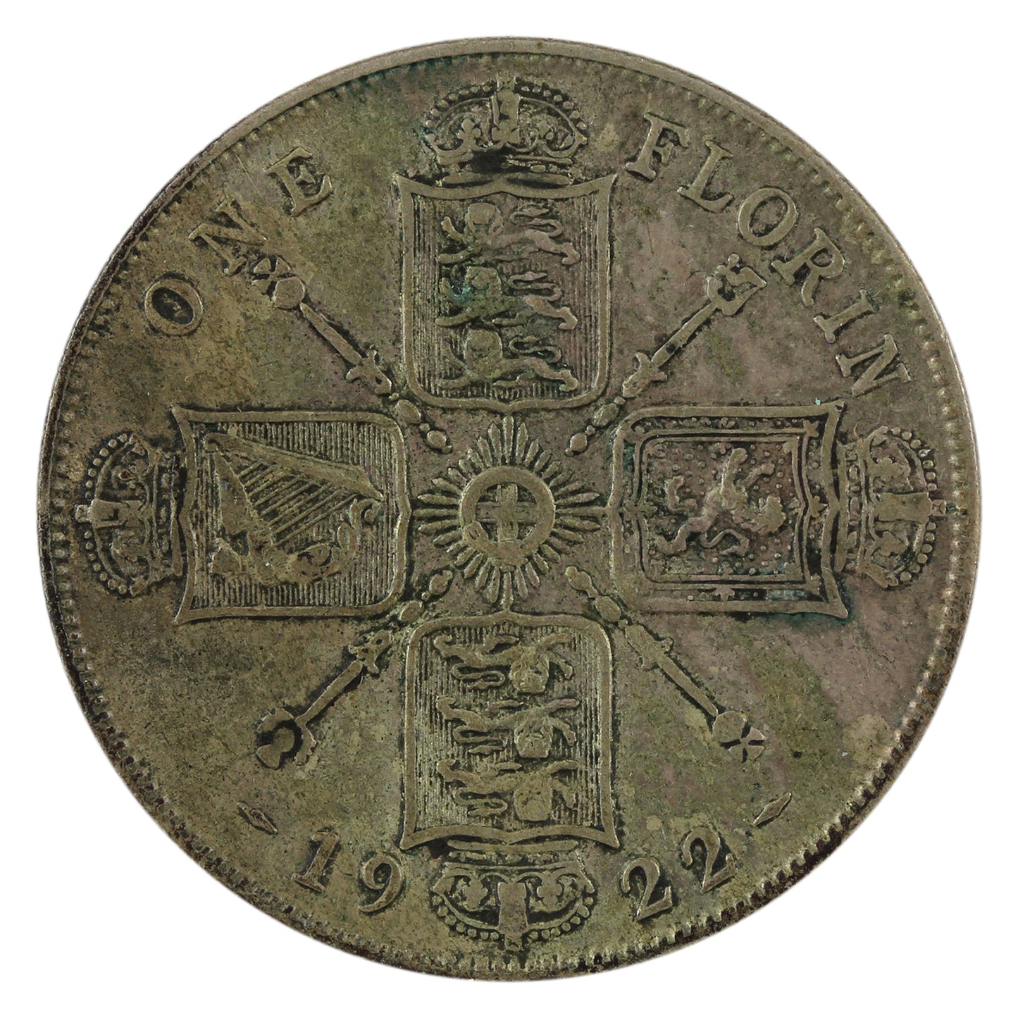 Great Britain 1922 Florin F-VF (F15) toned