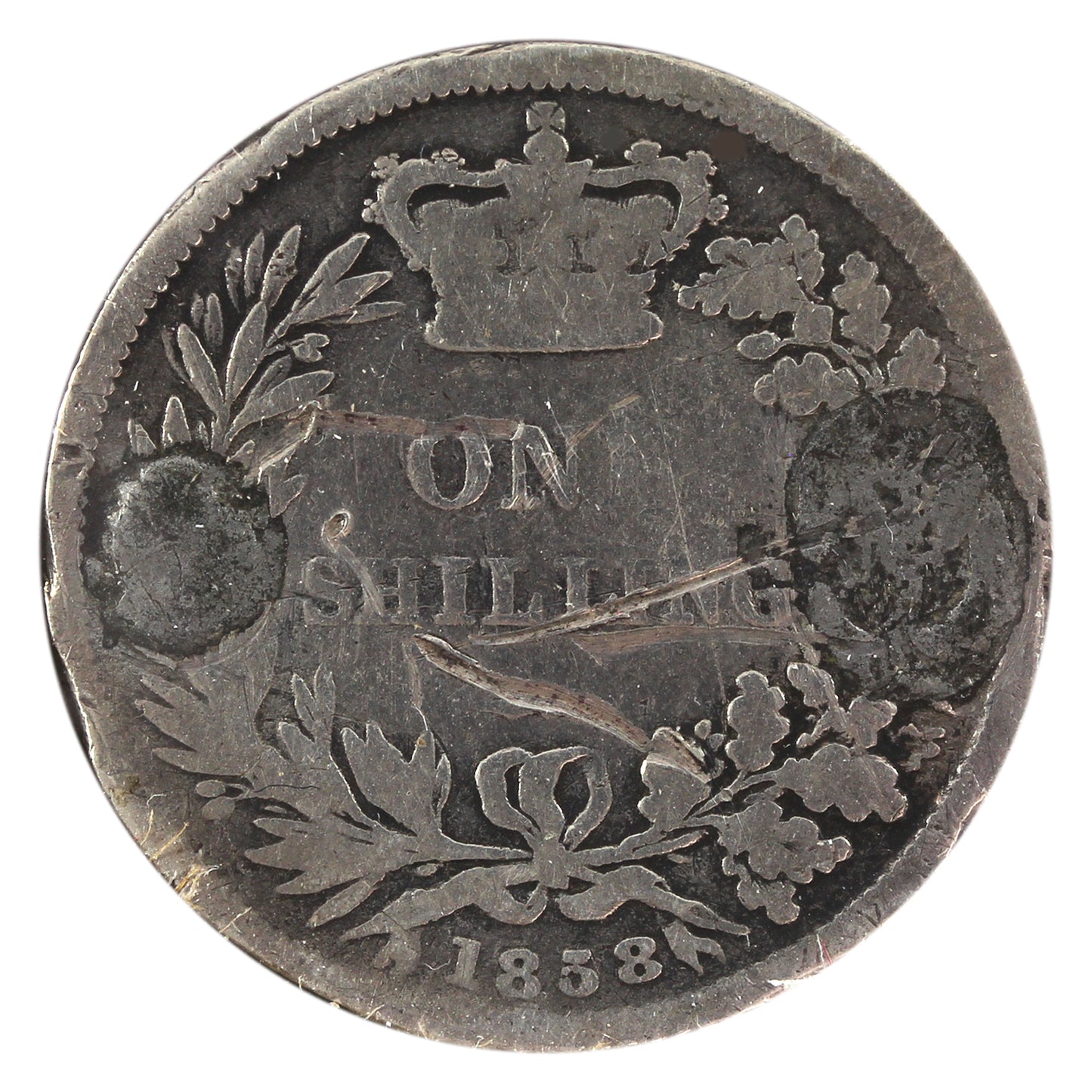 Love Token "MAG" Struck on Great Britain 1858 Shilling