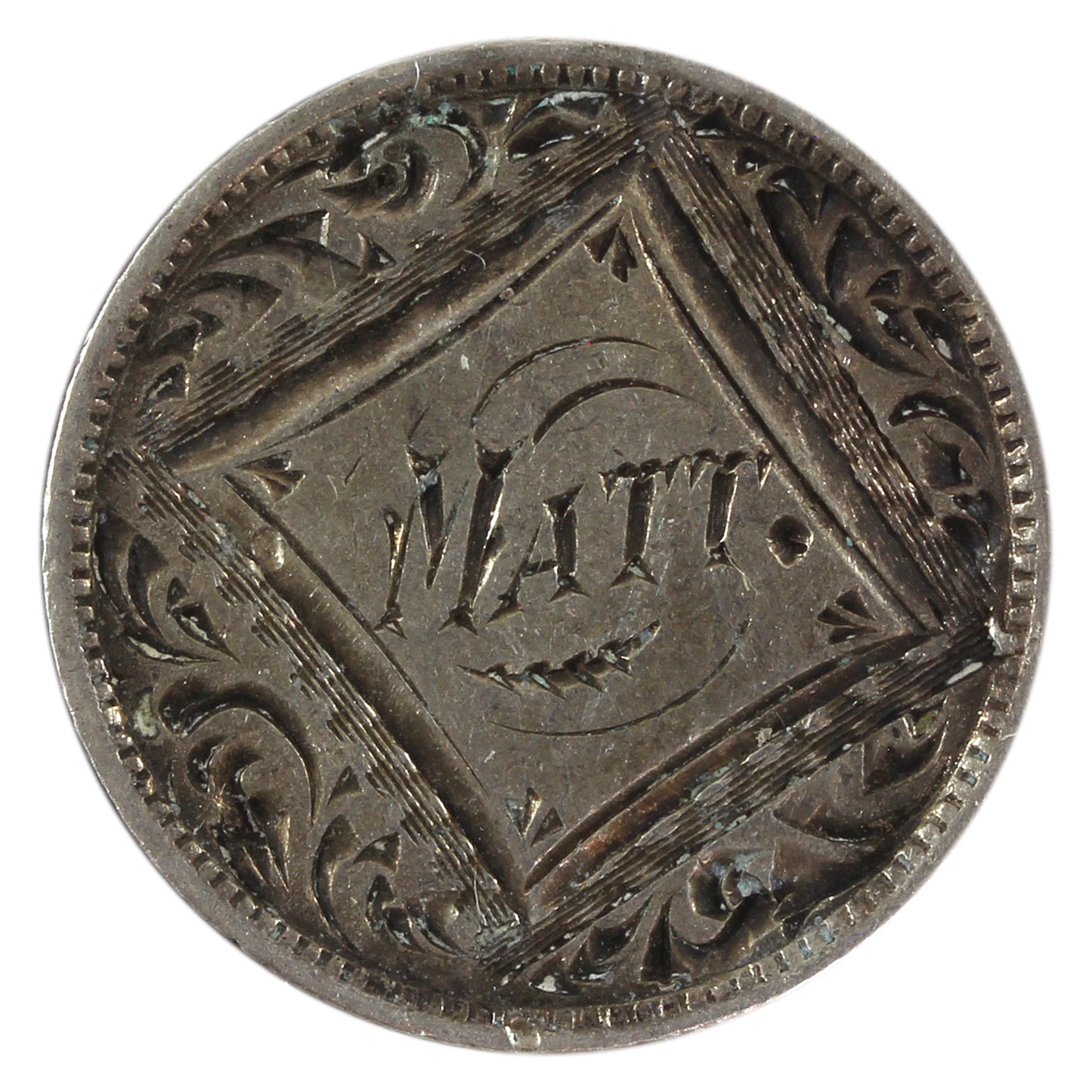 Love Token "MATT" Struck on Victorian Canadian 10-cent