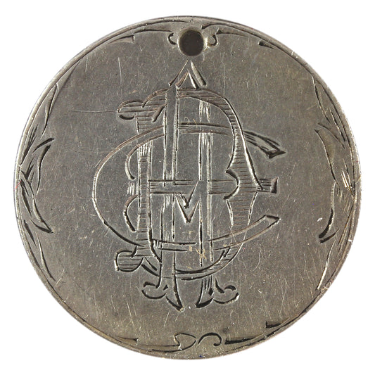 Love Token "DAE" on Victorian Canadian 25-cent (hole)