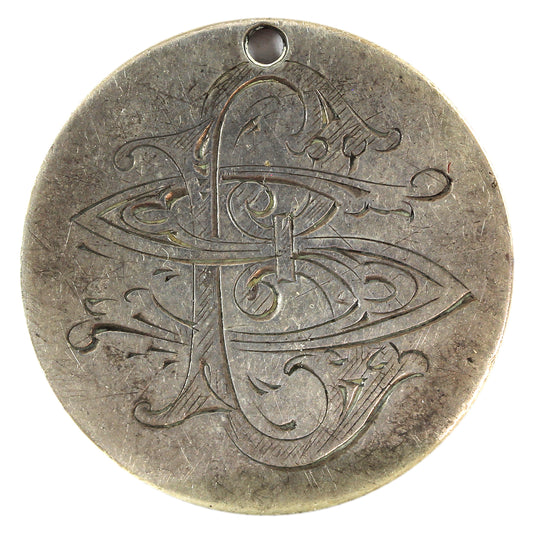 Love Token "SC" on Victorian Canadian 25-cent (hole)