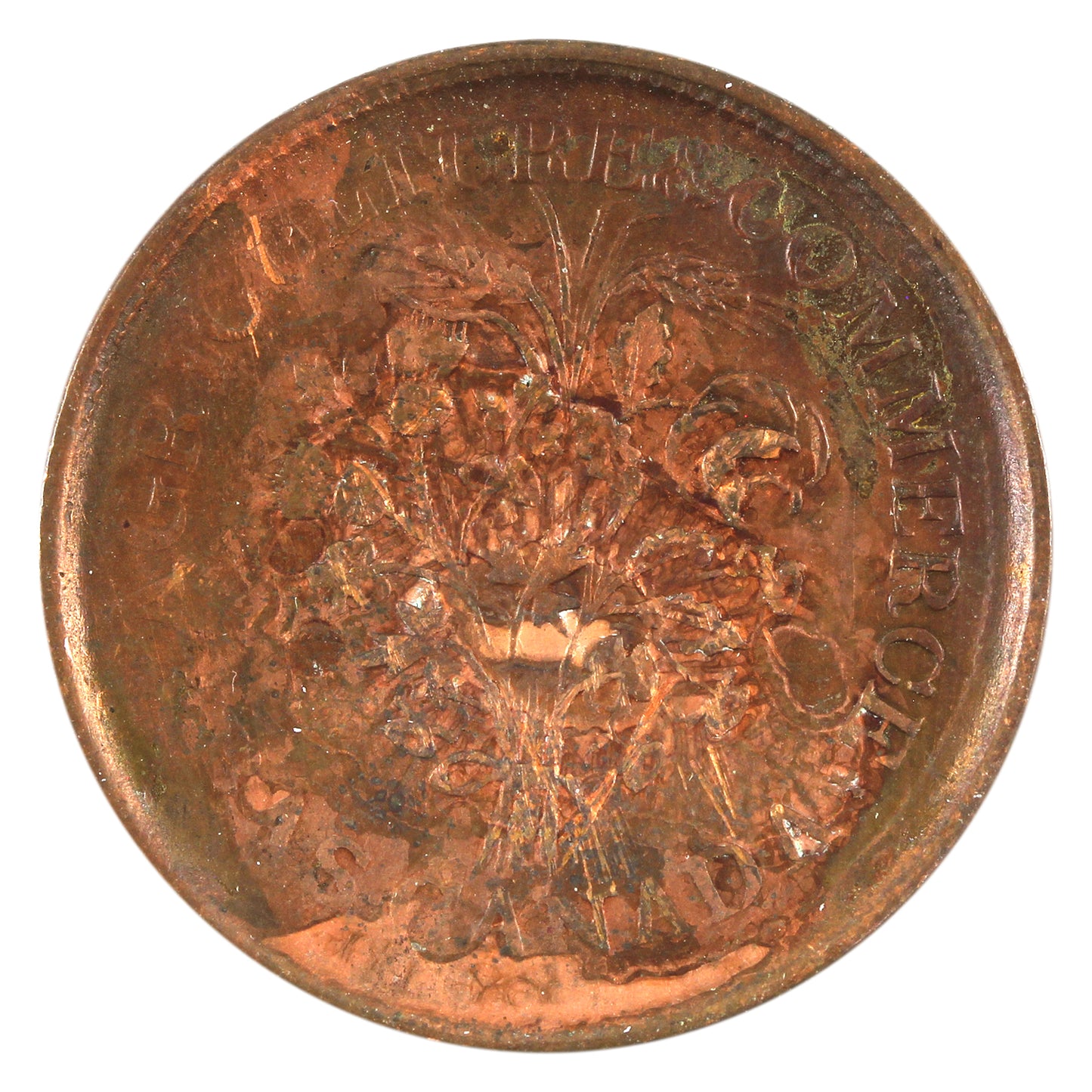 LC-24A1 No Date Lower Canada Agriculture & Commerce Un Sou Token Extra Fine (EF40) cleaned