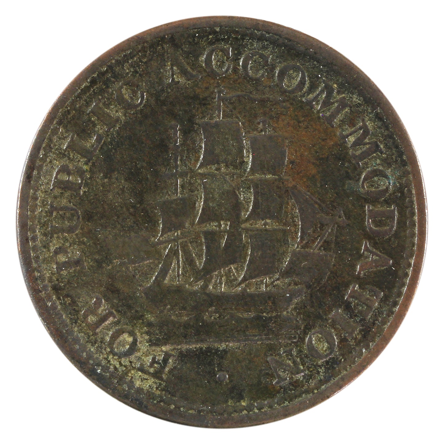 NB-4 1830 New Brunswick Public Accommodation Half Penny Token Good (G4) corrosion