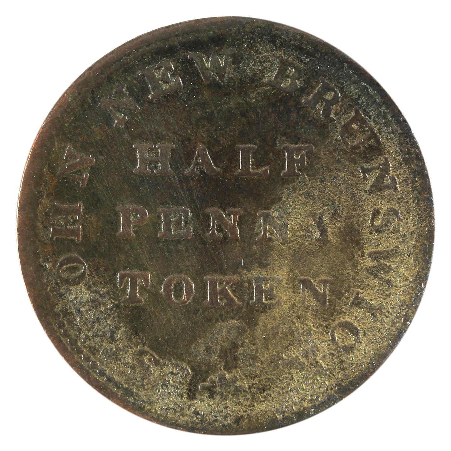 NB-4 1830 New Brunswick Public Accommodation Half Penny Token Good (G4) corrosion