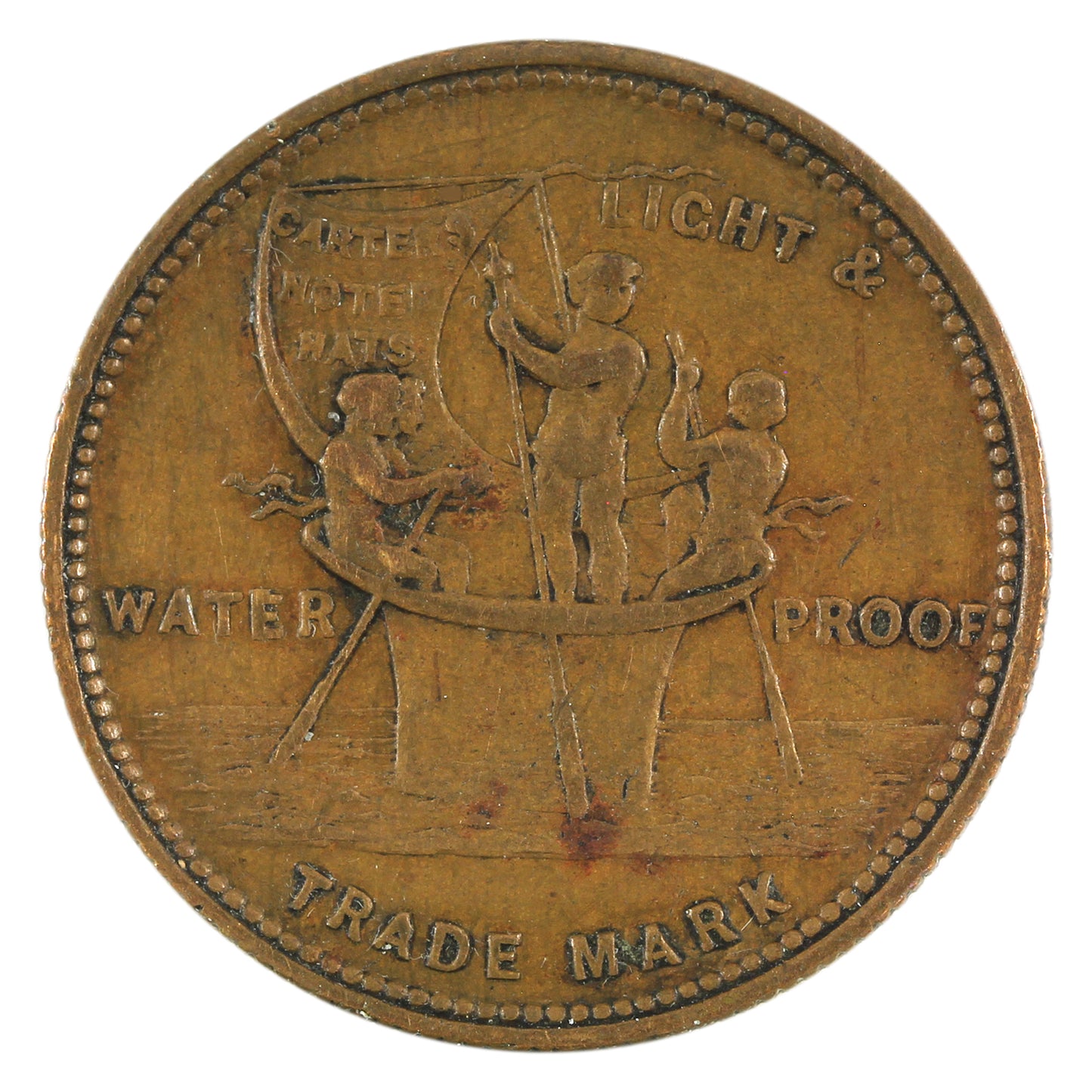 1820-1870 George Carter Great Hatter Old Kent Rd. London Merchant Check Half Penny Token