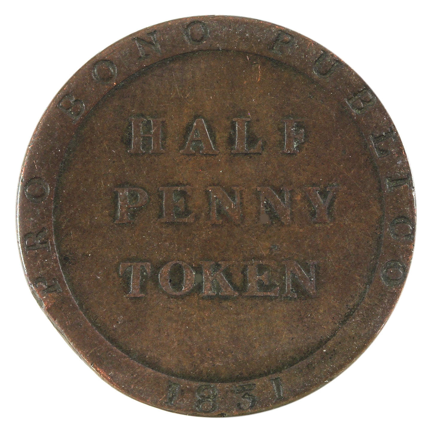 1831 Isle of Man Pro Bono Public Half Penny Token