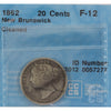 1862 New Brunswick 20-cents CCCS Certified F12 cleaned