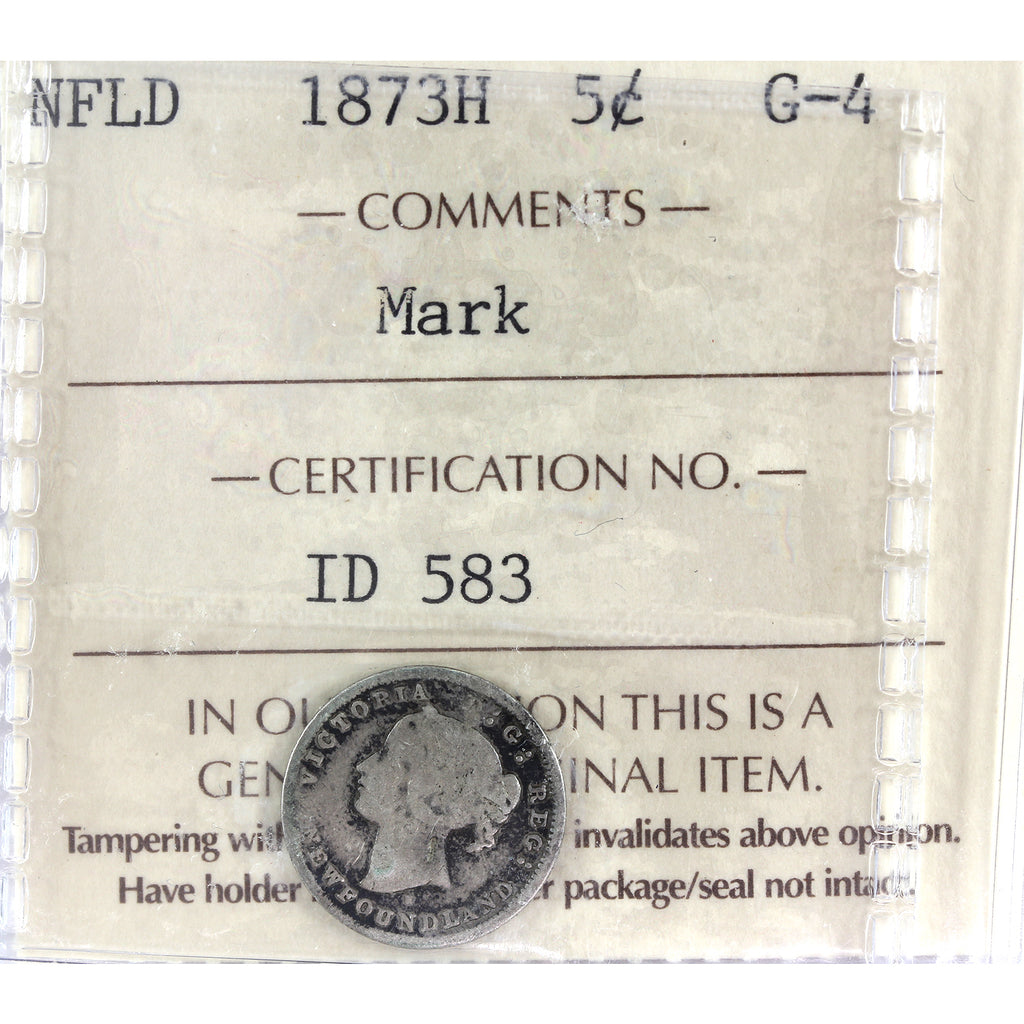 1873H Newfoundland 5-cents ICCS Certified G4 mark
