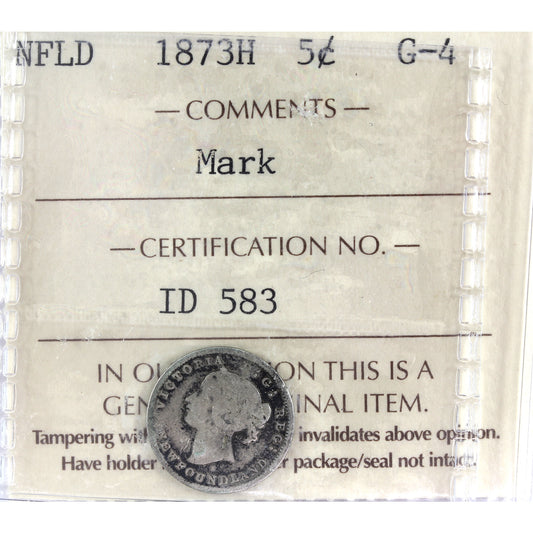 1873H Newfoundland 5-cents ICCS Certified G4 mark