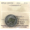 1882H Newfoundland 20-cents ICCS Certified VF15 residue