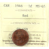 1946 Canada 1-cent ICCS Certified MS-65 Red (toned)