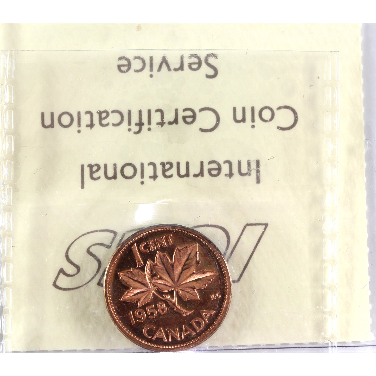 1958 Canada 1-cent ICCS Certified PL-65 Red; Cameo (toned)