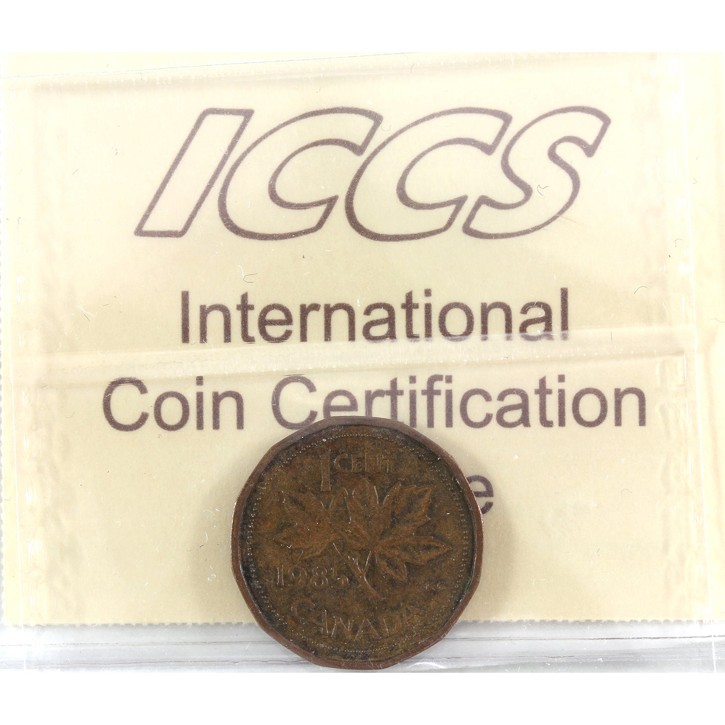 1985 Pointed 5 Canada 1-cent ICCS Certified AU50