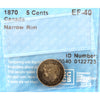 1870 Narrow Rim Canada 5-cents CCSCS Certified EF40 (toned)