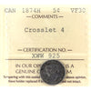 1874H Crosslet 4 Canada 5-cents ICCS Certified VF30 (toned)
