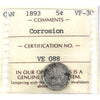 1893 Canada 5-cents ICCS Certified VF30 (corrosion)