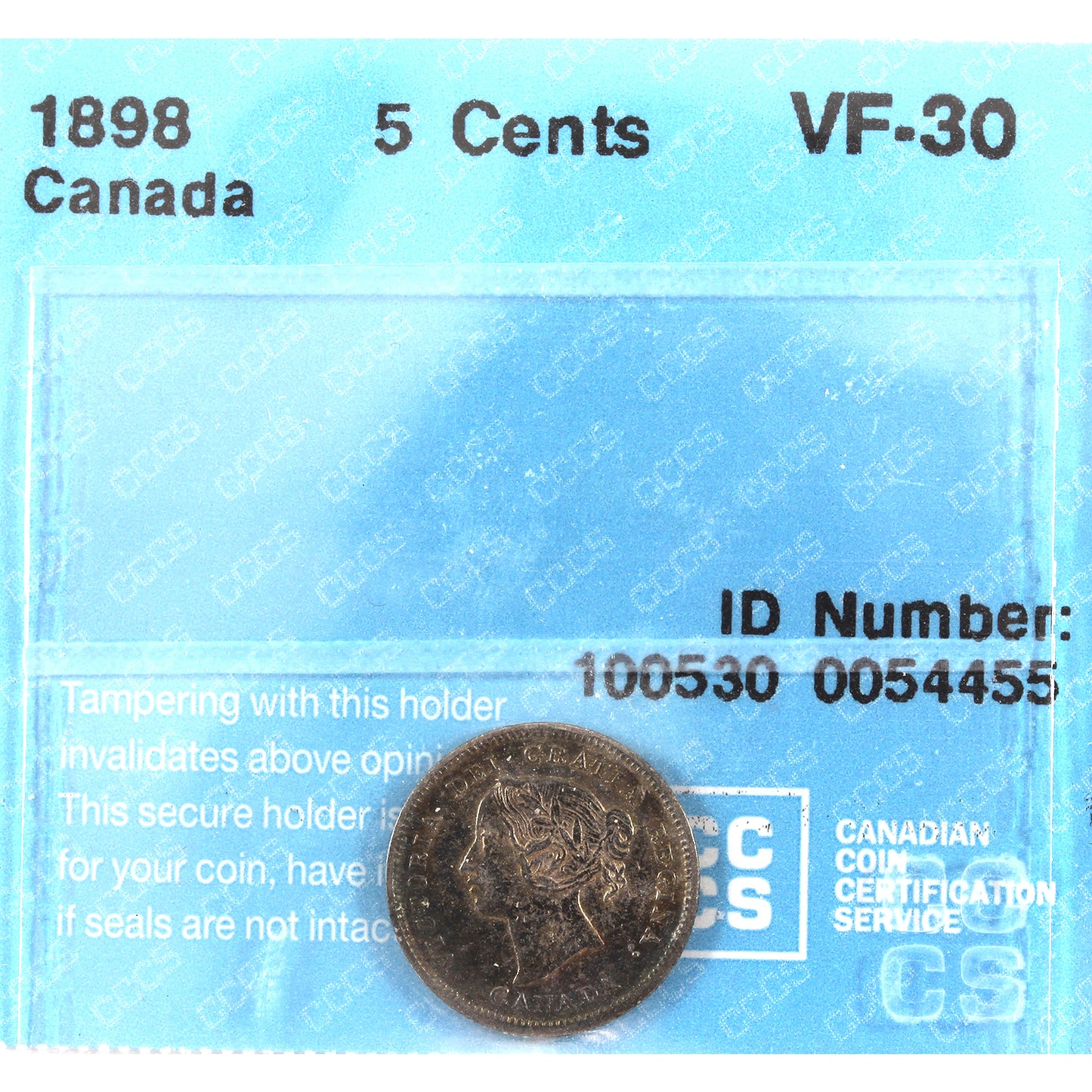 1898 Canada 5-cents CCCS Certified VF30 (toned)