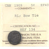 1909 Round Leaves, Bow Tie Canada 5-cents ICCS Certified EF40 (toned)
