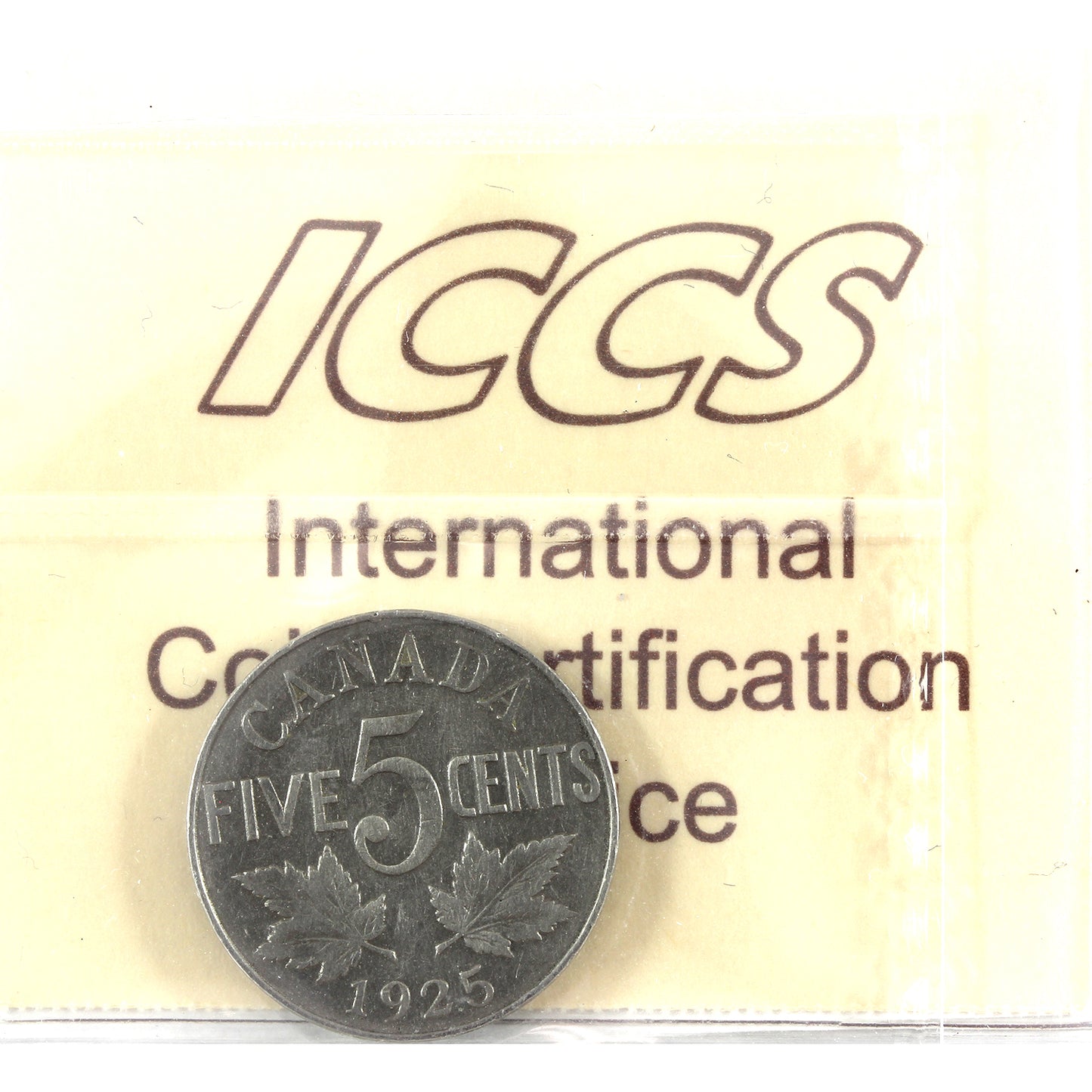 1925 Canada 5-cents ICCS Certified F12 (scratched)