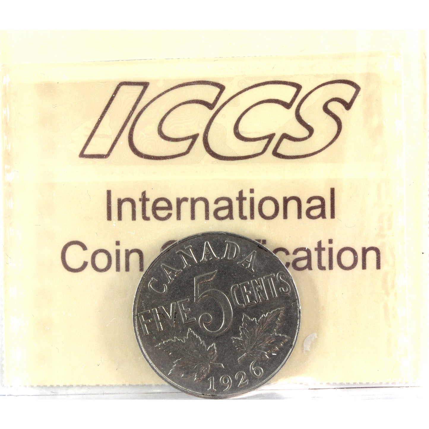 1926 Near 6 Canada 5-cents ICCS Certified AU50 (toning)