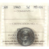 1940 Canada 5-cents ICCS Certified MS64 (toned)