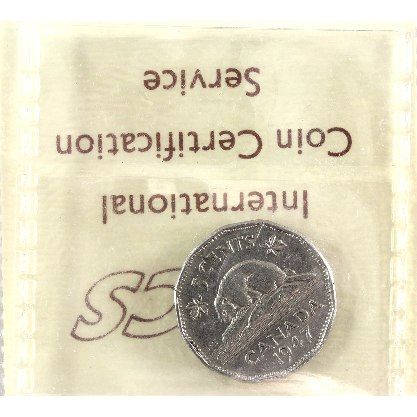 1947 Dot Canada 5-cents ICCS Certified VF30 (scratch)