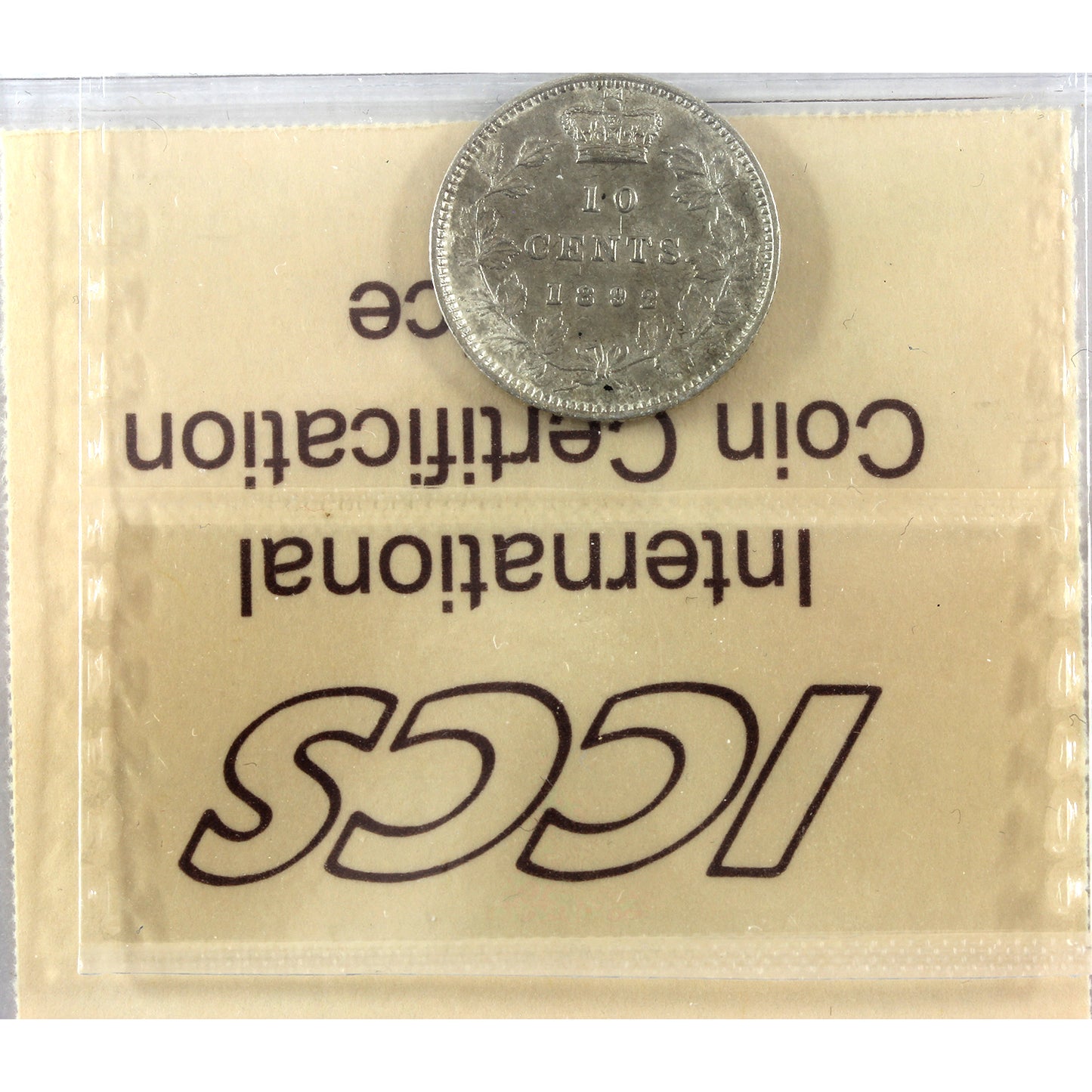 1892 Small 9, Obv. 5 Canada 10-cents ICCS Certified VF20 (cleaned)