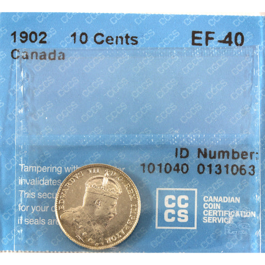 1902 Canada 10-cents ICCS Certified EF40 (cleaned)