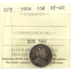 1904 Canada 10-cents ICCS Certified EF40 (toned)