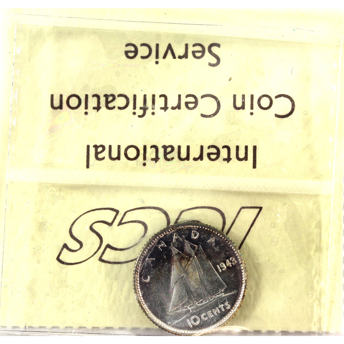 1943 Canada 10-cents ICCS Certified MS62 (toned)