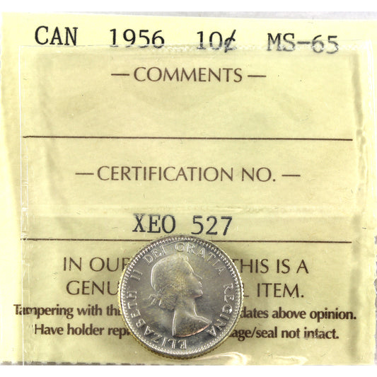1956 Canaada 10-cents ICCS Certified MS65 (toned)