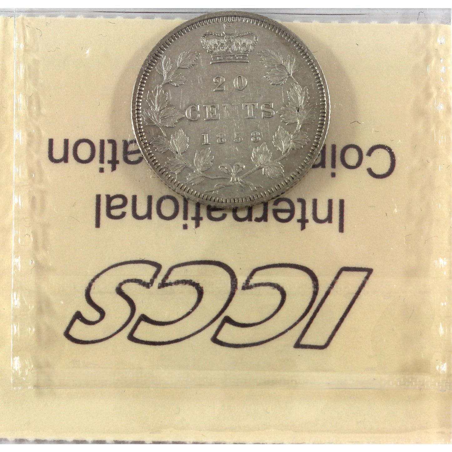 1858 Coinage Canada 20-cents ICCS Certified EF40 (cleaned)