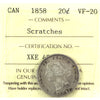 1858 Canada 20-cents ICCS Certified VF20 (scratches)