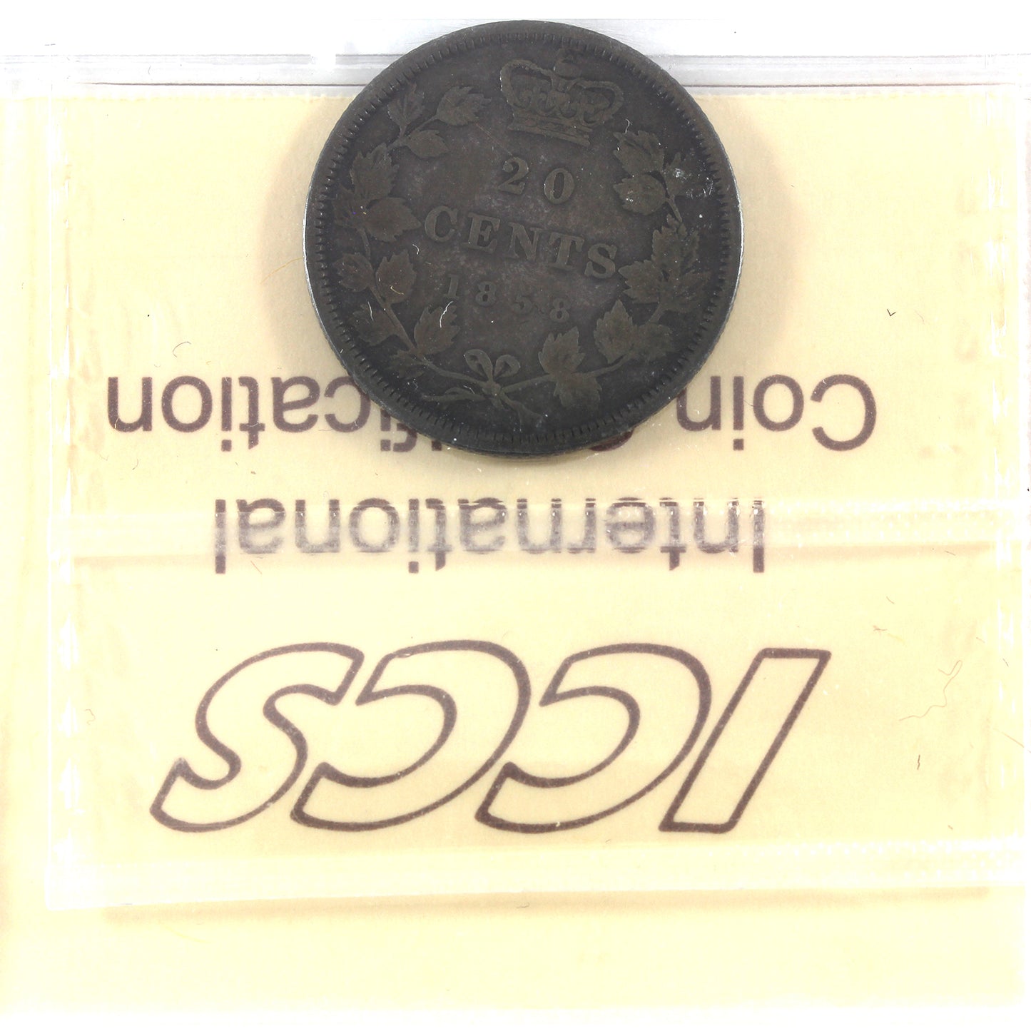 1858 Coinage, RE 5 Canada 20-cents ICCS Certified VG10 (toned)