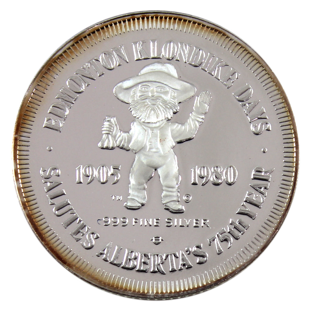 1980 Edmonton, AB Klondike Days - Frank Oliver .999 Silver Trade Dollar (No Tax) toned