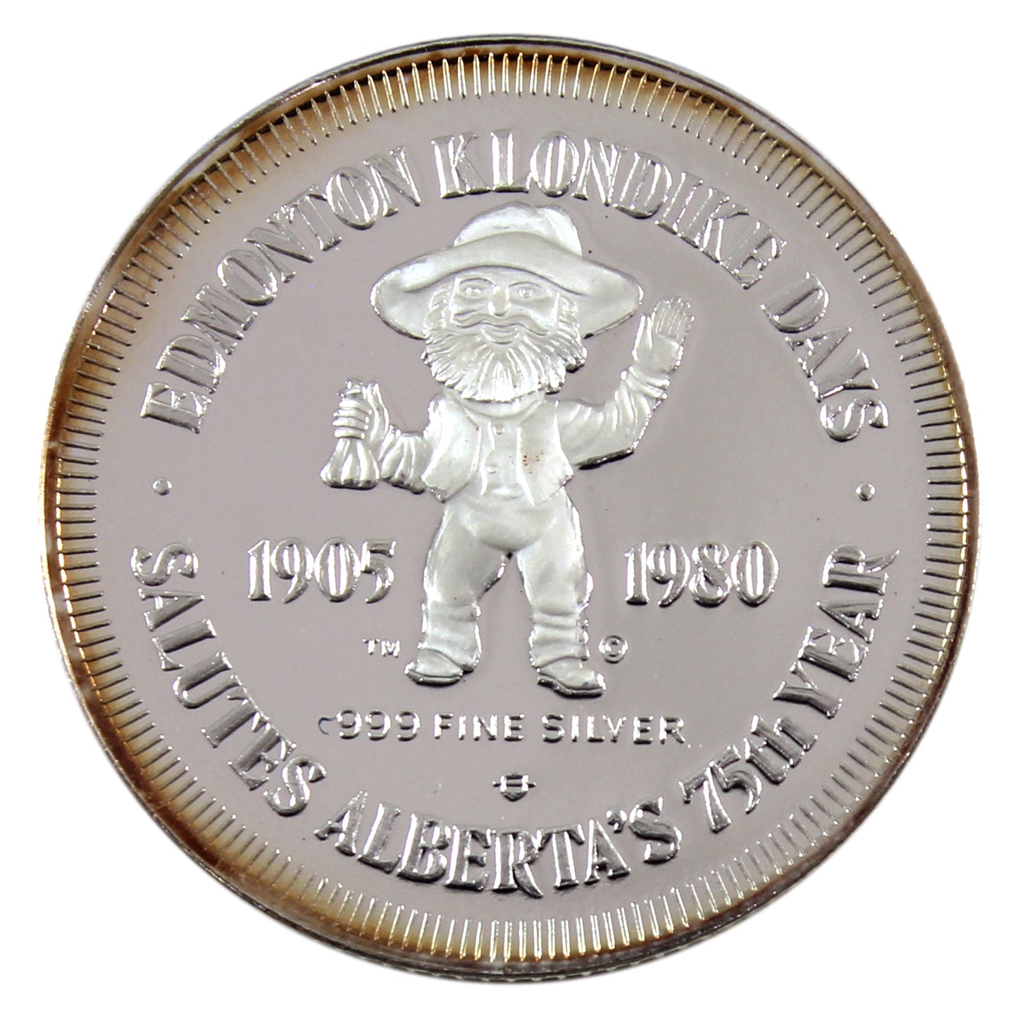 1980 Edmonton, AB Klondike Days - Frank Oliver .999 Silver Trade Dollar (No Tax) toned