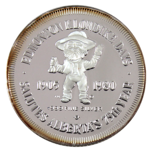 1980 Edmonton, AB Klondike Days - Frank Oliver .999 Silver Trade Dollar (No Tax) toned