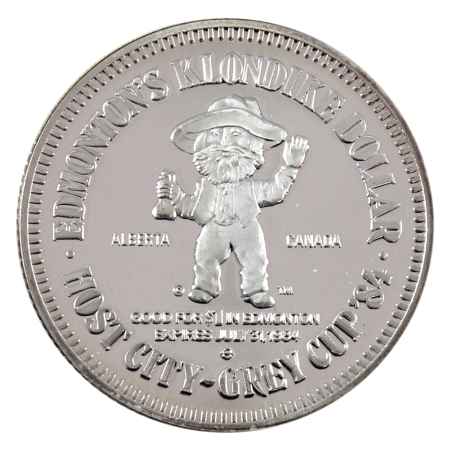 1984 Edmonton, AB Klondike Dollar - Sourdough River Rafting .999 Silver Proof (No Tax)